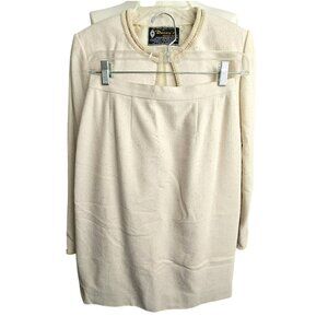 Dannys Fashion Hong Kong Womens Suit Set Jacket Skirt Hand Tailored Beige HS172